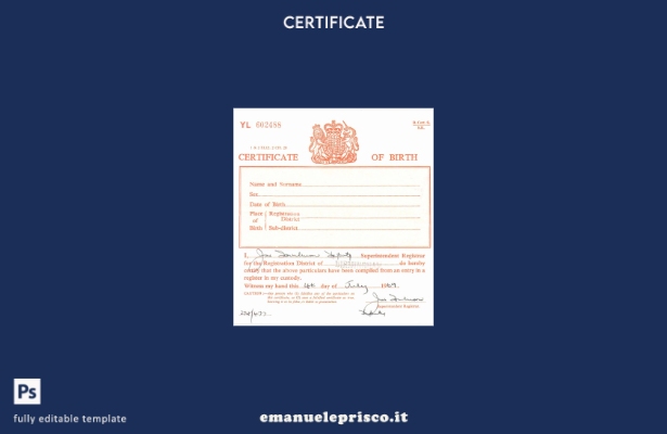 stile verificato Modello di certificato di nascita del distretto di Birmingham p